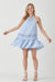 View of HALTER NECK TRIM LACE WITH FOLDED DETAIL DRESS blue