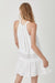 Back view of HALTER NECK TRIM LACE WITH FOLDED DETAIL DRESS-white