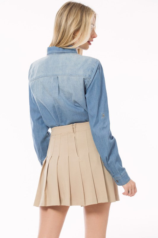 Plus Size Chambray Button Down Shirt