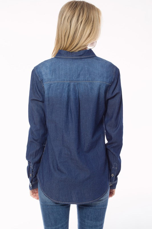 Plus Size Chambray Button Down Shirt