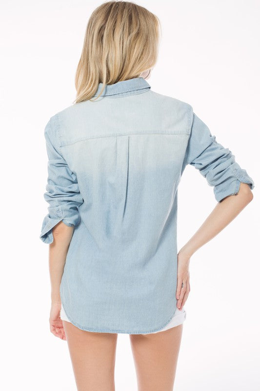 Plus Size Chambray Button Down Shirt