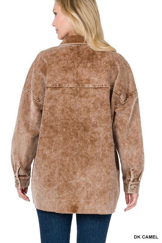 OVERSIZED PREMIUM VINTAGE WASHED CORDUROY SHACKET - East