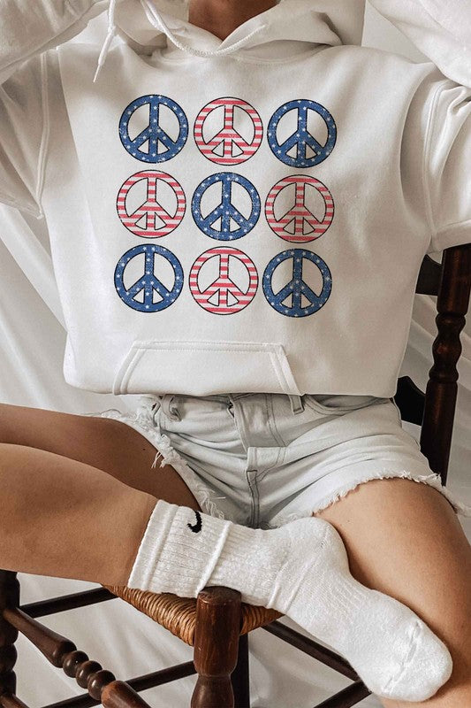 USA PEACE AMERICA GRAPHIC HOODIE PLUS SIZE