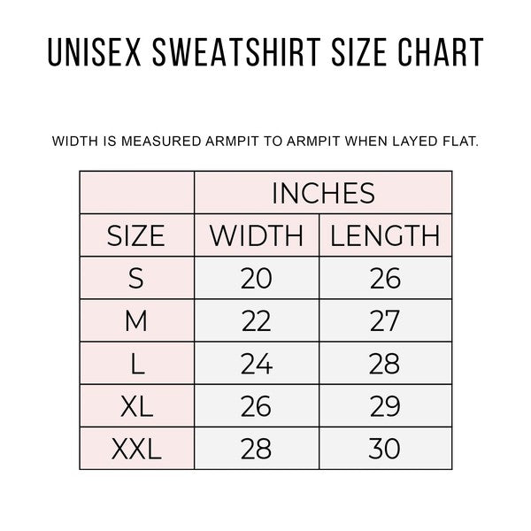view of Child Of God Heart Sweatshirt size chart