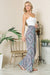 Side view of Smocked Wide Leg Pants-blue combo