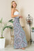 Full view of right side of Smocked Wide Leg Pants-blue combo