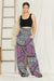 Front view of Smocked Wide Leg Pants-multi combo