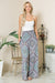 Front view of Smocked Wide Leg Pants-blue combo