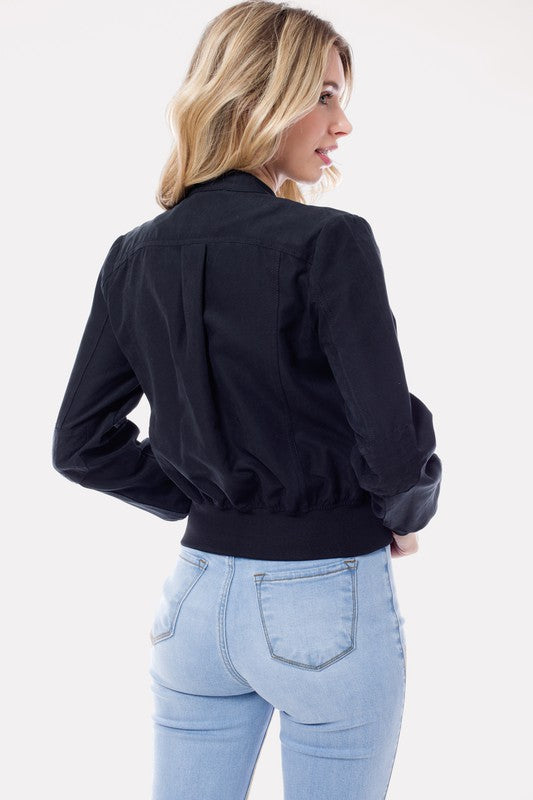 Casual Faux Suede Moto Bomber Jacket