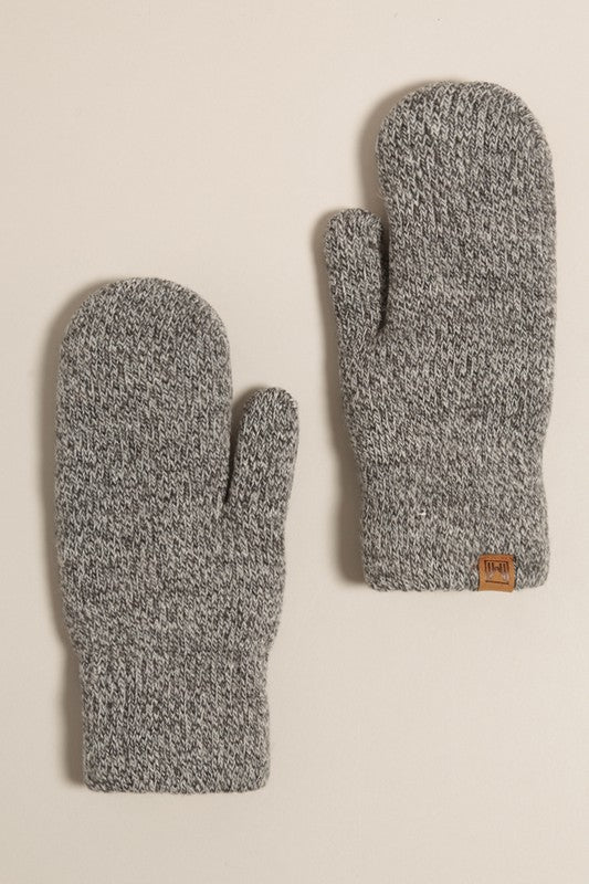 Winter Marled Knit Mittens with Cozy Lining