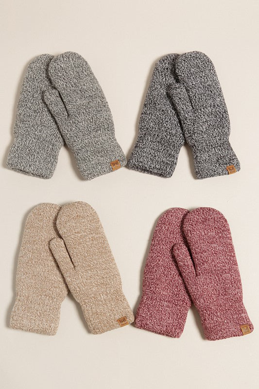 Winter Marled Knit Mittens with Cozy Lining