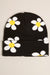 Floral Pattern Ribbed Cuff Knit Beanie Hat