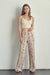 Another full front view of Palazzo pants in floral rayon gauze-cream