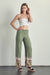 Front view of Elastic waist palazzo pants in ethnic print-green
