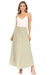 Solid, high waisted, A-line, midi skirt