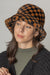 Checkered Printed Faux Fur Bucket Hat