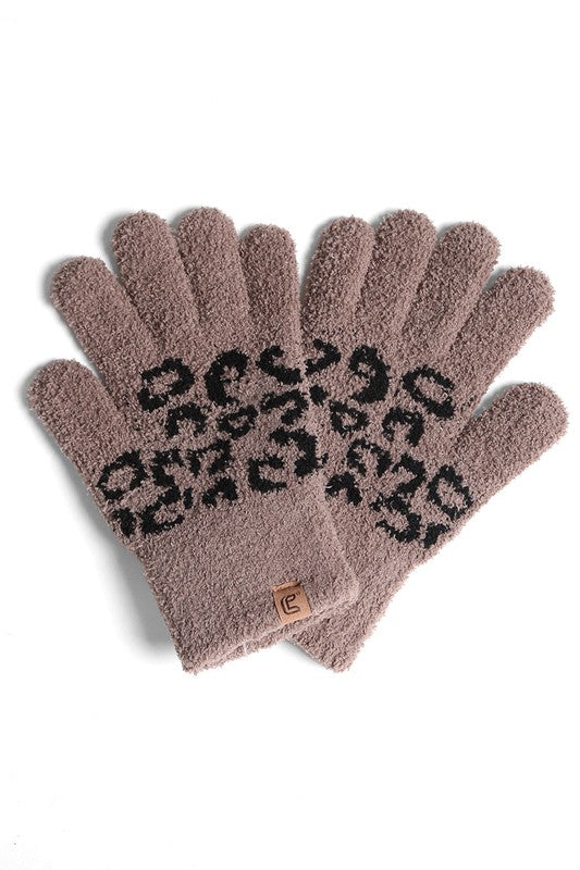 Winter Leopard Print Luxury Soft Gloves