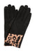 Solid Smart Touch Gloves w Leopard Patch