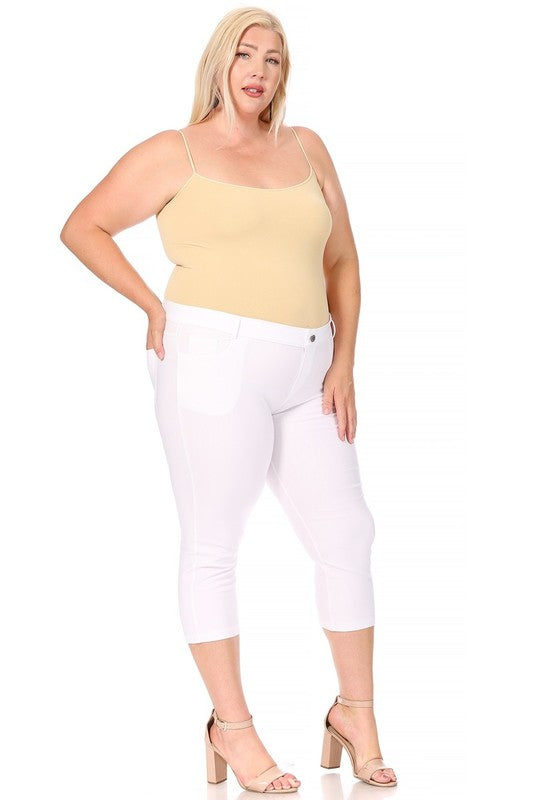 Plus size, stretchy, pull up, capri jeggings