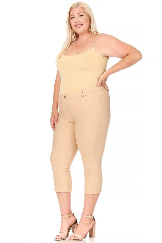 Plus size, stretchy, pull up, capri jeggings