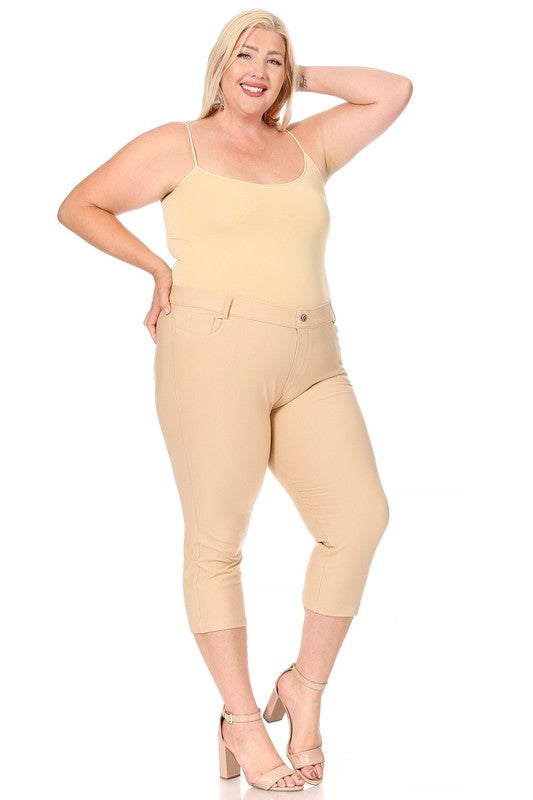 Plus size, stretchy, pull up, capri jeggings