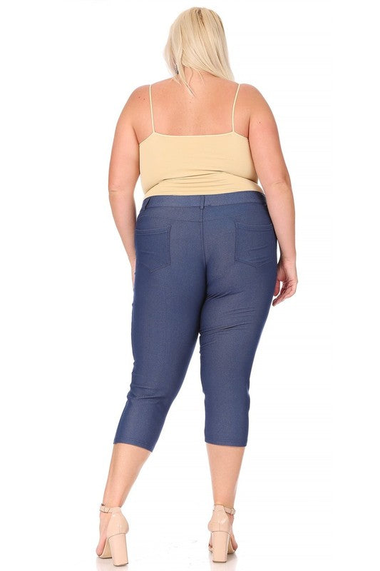 Plus size, stretchy, pull up, capri jeggings