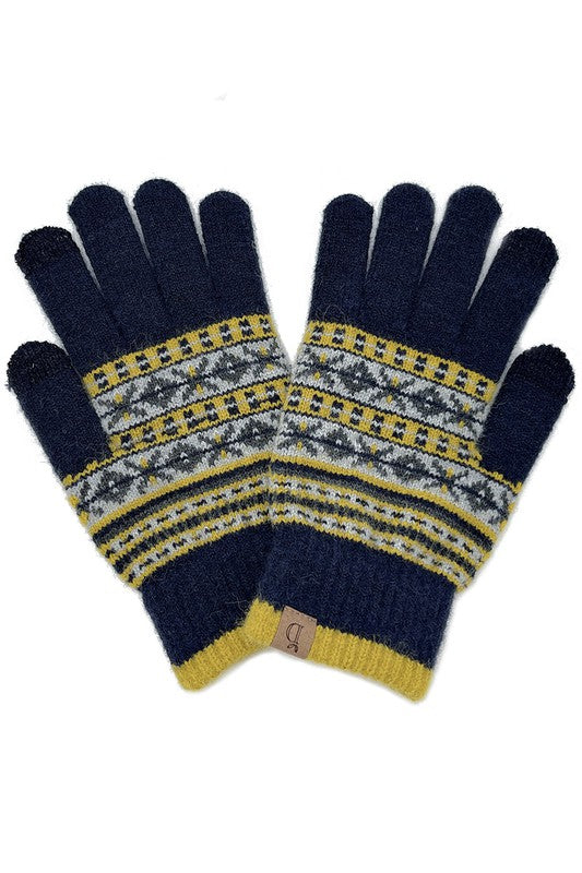 Aztec Patterned Knit Smart Touch Gloves