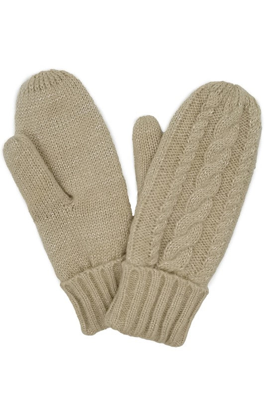 Cable Knitted Mittens with Sherpa Lining