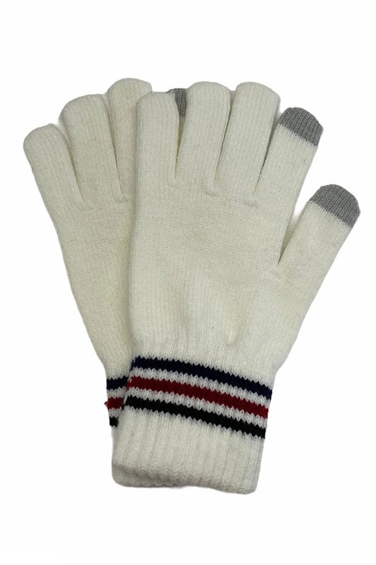 Striped Knitted Smart Touch Gloves
