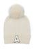 Letter A Chenille Patch Faux Fur Pom Knit Beanie