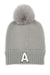 Letter A Chenille Patch Faux Fur Pom Knit Beanie