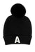 Letter A Chenille Patch Faux Fur Pom Knit Beanie