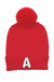Letter A Chenille Patch Faux Fur Pom Knit Beanie