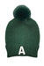 Letter A Chenille Patch Faux Fur Pom Knit Beanie