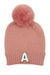 Letter A Chenille Patch Faux Fur Pom Knit Beanie