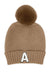 Letter A Chenille Patch Faux Fur Pom Knit Beanie