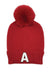 Letter A Chenille Patch Faux Fur Pom Knit Beanie