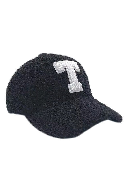 Letter T Sherpa Patch Baseball Cap