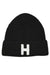 Letter H Chenille Patch Ribbed Cuff Beanie Hat