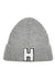 Letter H Chenille Patch Ribbed Cuff Beanie Hat