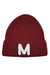 Letter M Chenille Patch Ribbed Cuff Beanie Hat