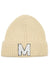 Letter M Chenille Patch Ribbed Cuff Beanie Hat