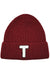 Letter T Chenille Patch Ribbed Cuff Beanie Hat