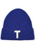 Letter T Chenille Patch Ribbed Cuff Beanie Hat