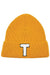 Letter T Chenille Patch Ribbed Cuff Beanie Hat