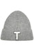 Letter T Chenille Patch Ribbed Cuff Beanie Hat