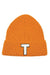 Letter T Chenille Patch Ribbed Cuff Beanie Hat