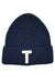 Letter T Chenille Patch Ribbed Cuff Beanie Hat