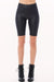 Solid Faux Leather Biker Shorts with Elastic Waist
