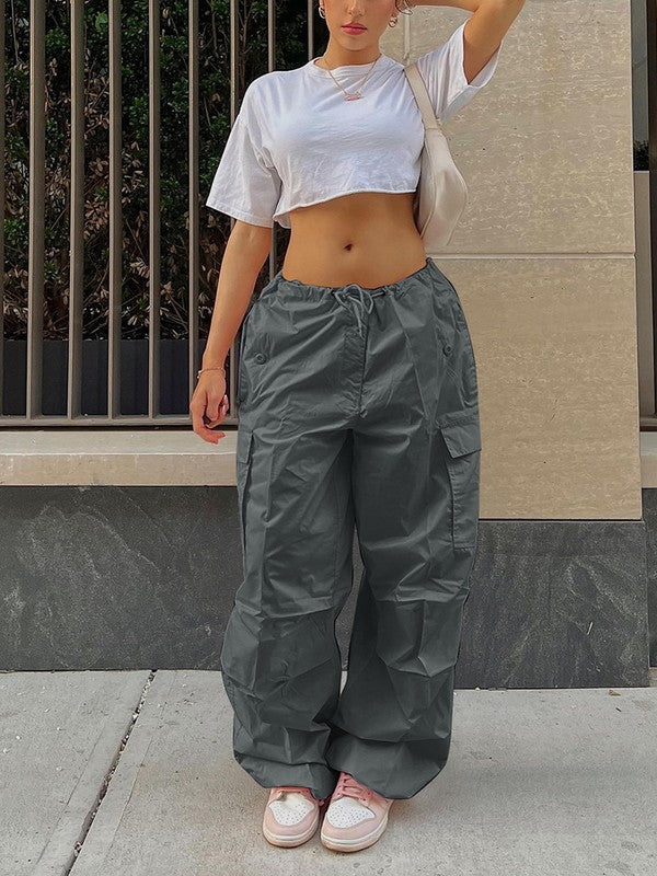 Front view of Y2K Pants,Wide Leg Pants for Women Casual Pants-gray